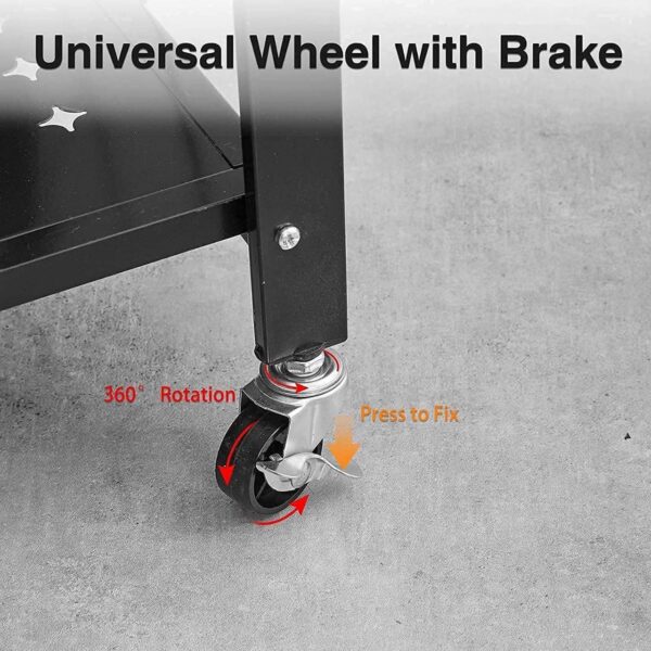 HYMCX 5 Tier Foldable Storage Shelf Rack， Folding Shelving Unit with Rolling Brake Wheels,Garage Bathroom Organizer,Shelve-black - Image 3