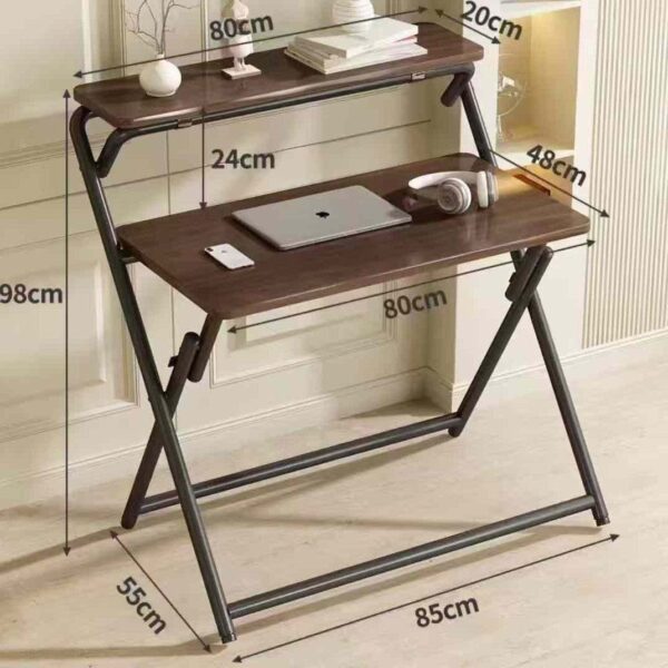 Computer Desk/Writing Desk Folding PC Laptop Desk Simple Style Study Writing Desk with Removable Bookshelf Baffle X-Shaped Steel Tube Rack, Free Installation PC Table Study Table (Color : B-80-92.5-4 Brand: BinOxy[T764]