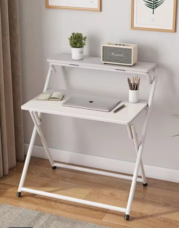 Computer Desk/Writing Desk Folding PC Laptop Desk Simple Style Study Writing Desk with Removable Bookshelf Baffle X-Shaped Steel Tube Rack, Free Installation PC Table Study Table (Color : B-80-92.5-4 Brand: BinOxy[T764] - Image 2
