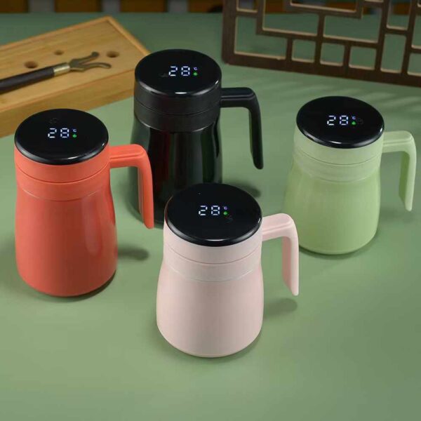 Homealexa Teapot with Infuser, Teapot with Strainers for Loose Tea, Stainless Steel Teapot Coffee Pot with Temperature Display, 800ML, Red