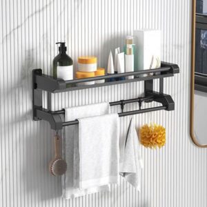 Multipurpose Stainless Steel Bathroom/ Kitchen Shelf With Towel Bar - 2 Steps
