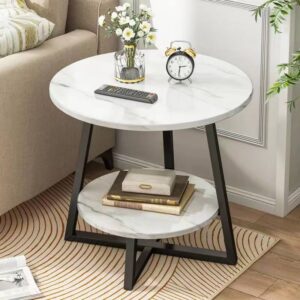 2-Tier Luxury Marble Coffee Table 50×55cm