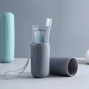 Zollyss 2Pc Capsule Shape Travel Toothbrush Toothpaste Case Holder Portable Toothbrush Storage Plastic Toothbrush Holder Random Colour
