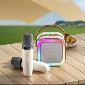 JSK ENTERPRISE Karaoke Machine for Kids Adults, Portable Bluetooth Mini Karaoke Microphone Singing Speaker with 2 Wireless Mic and Light,Gifts Toys for All Smartphones,Birthday, Family,Home Party