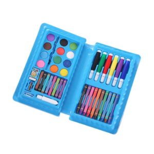 Corton 42 Pcs Color Set/Kit for Drawing & Painting Portable Art Box | 12 Water Colors, 6 Sketch pens, 10 Crayons, 8 Pastel Oil Colours, Sharpener, Eraser | Best Gift for Kids (Assorted Color)