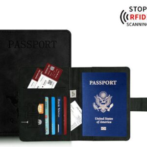 Passport Case, Travel Passport Holder, Anti-Skimming, Anti-Slip, Safe PU Passport Holder for International Travel Credit Cards, Business Cards, Air Tickets, Travel Accessories