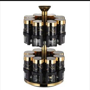 Granite Seasoning 12pcs Set with 360° Swivel Holder Available in Black AND GOLD