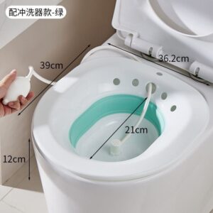 Sitz Bath for Toilet Seat, Foldable Sitz Bath Tub with Flusher for Hemorrhoids, Postpartum Care, Soothes Opens Pores, Promote Blood Circulation Clean Skin in the Buttock Area to Prevent Clogged Pores