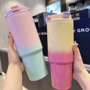 MaxBase 40 Oz Shiny Tumbler with Handle and Straw Lid, Insulated Reusable Stainless Steel Travel Mug Keeps Drinks Cold up to 34 Hours, 100% Leakproof Bottle (L-BluePurple)[T764]