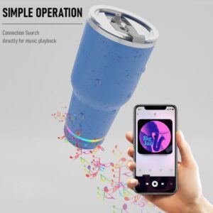 Smart Bluetooth 40oz Stainless Steel Tumbler combines a vacuum-insulated water bottle with a Bluetooth speaker. Perfect for home, office, or car, it features a straw and a leak-proof lid.[Bs764]