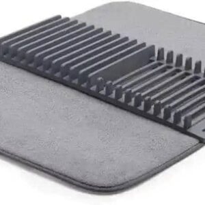 2-in-1 Dish Drying Rack with Absorbent Microfiber Mat, Removable Rust-Resistant Rack, Non-Slip Mat, Machine Washable, Ideal for Small Kitchens, Space-Saving Dish Organizer, Grey, 61 x 46 Cm Brand: GeneNaj6553]ric[