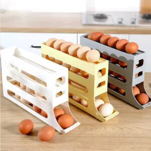 Rolling Egg Dispenser, Auto Rolling Egg Organizer, 4 Tier Automatic Rolling Egg Storage Rack, Refrigerator Organizers and Storage for Raw Eggs Brand: Generic[Bs764]