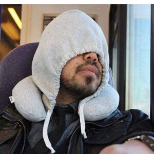 Hooded Travel Pillow, Cotton Hooded Travel Pillow, U-Shaped Neck Support for Travel, Cotton U-Shaped Neck Support for Comfort, Skin-Friendly Neck Pillow for Long Trips on Airplanes, Buses, and Trains Brand: Generic[F754]