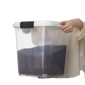 Taylor & Brown 20 Litre Airtight Pet Food Storage Container With Plastic Measuring Scoop Treats For Pet Dog Cat Animal Dry Food Dispenser With Casters, Black