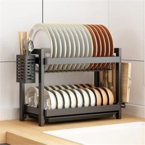 1-3 Tiers Dish Drainer Bowl Plate Drying Rack Spice Storage Sink Holder Tableware DrainboardNaj6553][