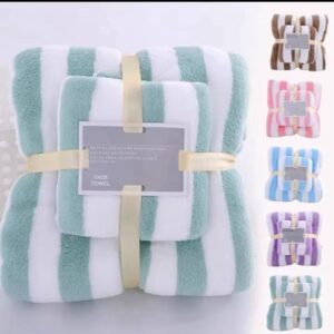 HomeCloud Ultra Soft Cotton+Velvet Bath Towel Set, which Includes Bath Towel with Hand/Face Towel for Women & Children 300 GSM Set of 2 (140 * 70cm+75 * 35cm)[T654]