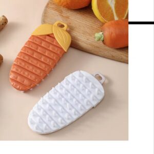 YACHANG Pack of 2 Flexible Vegetable Brush Cleaning Tools Vegetable Fruit Silicone Vegetable Brush Multifunctional Kitchen Cleaning Suitable for Cleaning Corn Carrots Fruit and Vegetables (Orange Brand: YACHANGO[b764]