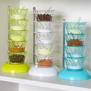 Crystal Vertical Rotatable Spice Rack Kitchen Stacked Tower Multilayer corner rack (4 Tier, White) Brand: Generic[Tw542]
