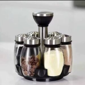 1Set Kitchen Rotation Jars Glass Flavor Container Brand: XZQYDS[Tw653]