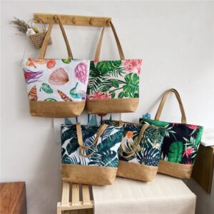 Mtbricey Hawai Tropical Beach Tote Bag for Women Summer Canvas Bag with Zipper Large Sports Bag Fashion Shoulder Handbags Pool Gym Bag Shopping Bag for Holiday Vacation Travel Gym Daily Beach[Bs764]