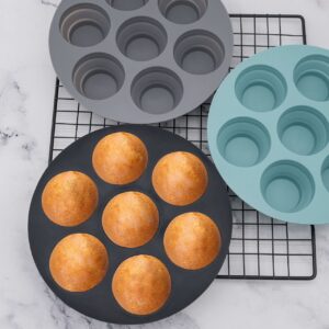 SunBeautiful Pack of 2 Non-Stick Silicone Muffin Moulds Silicone Muffin Pan Non-Stick Muffins Baking Mould for Cakes Air Fryer Oven for Cupcakes Brownies Cakes Pudding (7 Inches, Black) Brand: SunBeautiful[Bs764]