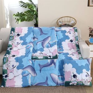 ZYYZD Folding Air Conditioning Quilt 2 in 1 Cushion Hall Blanket Cartoon Plush Filled PP Cotton Cushion Pram Home Sofa Cushion (Colour: Navy Blue, Specification: 40-40 Open 100-150 cm) Brand: ZYYZD[Bs764]