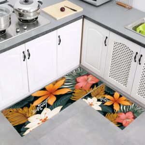 VHOMES Floral Flower Plant Boho Kitchen Rugs and Mats Non Skid for Floor Anti Fatigue Kitchen Mat Kitchen Decor Brand: VHOMES[Bs764]